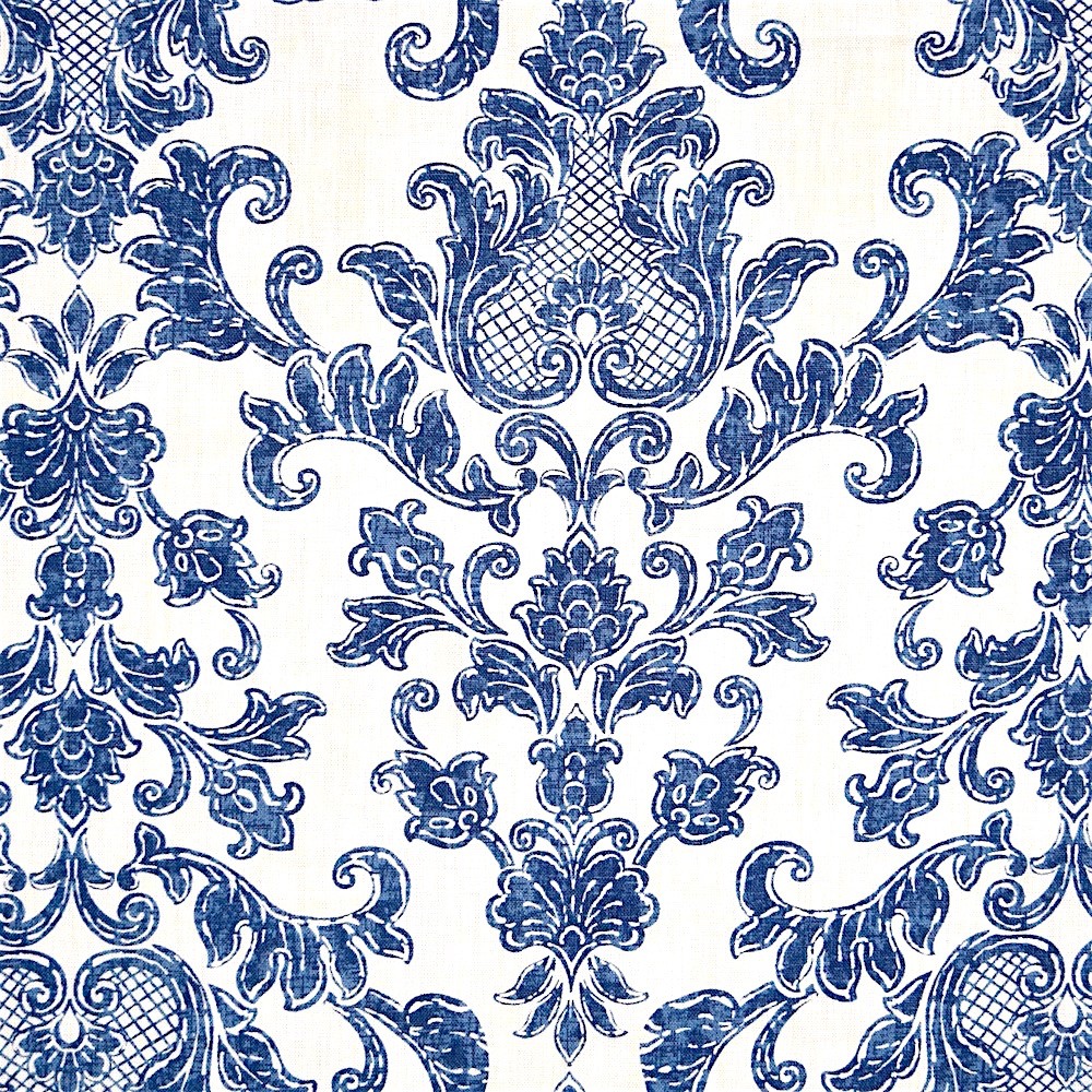 Antibes Damask Denim on Ivory